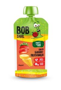 Bob Snail Пюре фруктове Смузі Банан-Полуниця, пастеризоване, 120 г (пауч) (4820219343387)
