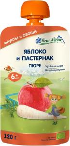 Fleur Alpine Organic Пюре Яблуко-пастернак з 6 місяців 120 г (5024688001062)- термін 25.04.24
