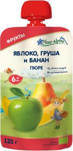 Fleur Alpine Organic Пюре Яблуко-груша-банан з 6 місяців 120 г (5024688001086)