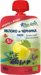 Fleur Alpine Organic Пюре Яблуко-чорниця з 5 місяців 90 г (5024688001130)