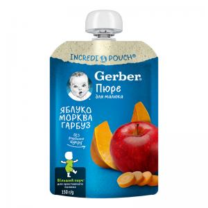 Gerber Пюре "Яблуко, гарбуз, морква" 150гр. з 6 міс. (8445290223333)