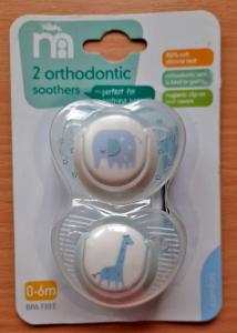 Mothercare (Англія) Пустушки ортодонтичні "Слоник та жираф", 2 шт. в уп., 0-6міс