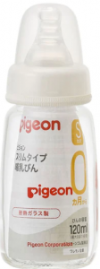 Pigeon Бутилочка з термостійкого скла 120 мл, соска S (0+міс) 4902508003612