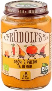 Rudolfs Овоче-м'ясне пюре Овочі та рис з ягням з 8 місяців 190 г (4751017940242)