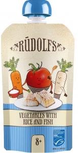 Rudolfs Пюре органічне Овочі з рисом та атлантичною тріскою 110г (4751017942529)