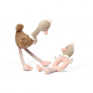 BabyOno Розвиваючий іграшковий набір - м'яка іграшка та брязкальце Страуси 1446 (5901435413166)