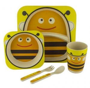 Stenson Набір Посуду бамбук "Бджілка" 5 предметів (MH-2770-3) 2200000195579