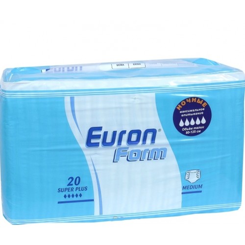 Подгузники для взрослых euron супер Плюс m (80-125см) 20шт (5411416020592)