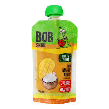 Bob Snail Пюре фруктове Смузі Манго-кокос, пастеризоване, 120 г (пауч) (4820219343660)