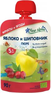 Fleur Alpine Organic Пюре Яблуко-шипшина з 5 місяців 90 г (5024688001055)
