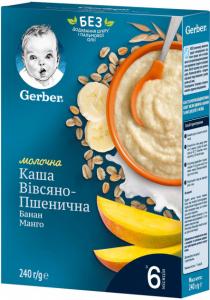 Gerber Молочна каша Вівсяно-пшенична Банан-Манго 240 г (7613039834053)