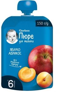Gerber Пюре "Яблуко та абрикоси" 150гр. з 6 міс. (7613287358950)