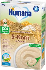 Humana Хумана Каша безмолочна органічна Цільнозернова 5 злаків, 200г з 6 міс, 200г 4031244775627