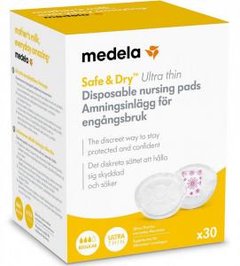 Medela Ультратонкі прокладки для грудей Disposable nursing pads Safe & Dry, 30 шт (7612367063081)