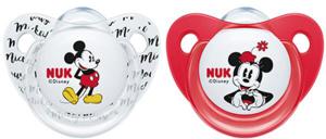 Nuk Пустушки силіконові Trendline Disney Mickey з 0 міс (біло-червона) 2 шт (4008600313076)