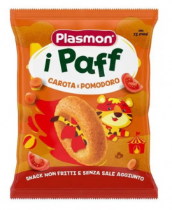 Plasmon Снеки кукурудзяні Baby Puffs з морквою та томатами 15 г (12+) 8001040200445
