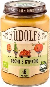 Rudolfs Овоче-м'ясне пюре Овочі з куркою з 8 місяців 190 г (4751017940549)
