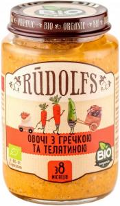 Rudolfs Овоче-м'ясне пюре Овочі та гречка з телятини з 8 місяців 190 г (4751017940563)