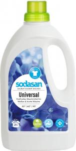 Sodasan рідкий органічний засіб Universal / Bright&White для прання білих і кольорових речей (від 30°), 1,5л (1561) 4019886015615