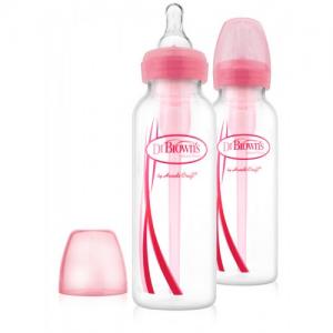 Dr. Brown's Пляшечка для годування з вузькою шийкою, 250 мл, колір рожевий, 2 шт. в упаковці SB82305-ESX (72239306369)