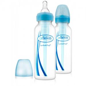 Dr. Brown's Пляшечка для годування з вузькою шийкою, 250 мл, колір блакитний, 2 шт. в упаковці SB82405-ESX (72239306376)