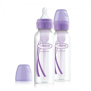 Dr. Brown's Пляшечка для годування з вузькою шийкою, 250 мл, колір фіолетовий, 2 шт. в упаковці SB82505-ESX (72239306383)