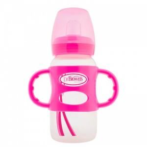 Dr. Brown's Пляшечка-поїльник з широкою шийкою і силіконовими ручками, 270 мл, колір рожевий WB91002-P3 (72239313497)